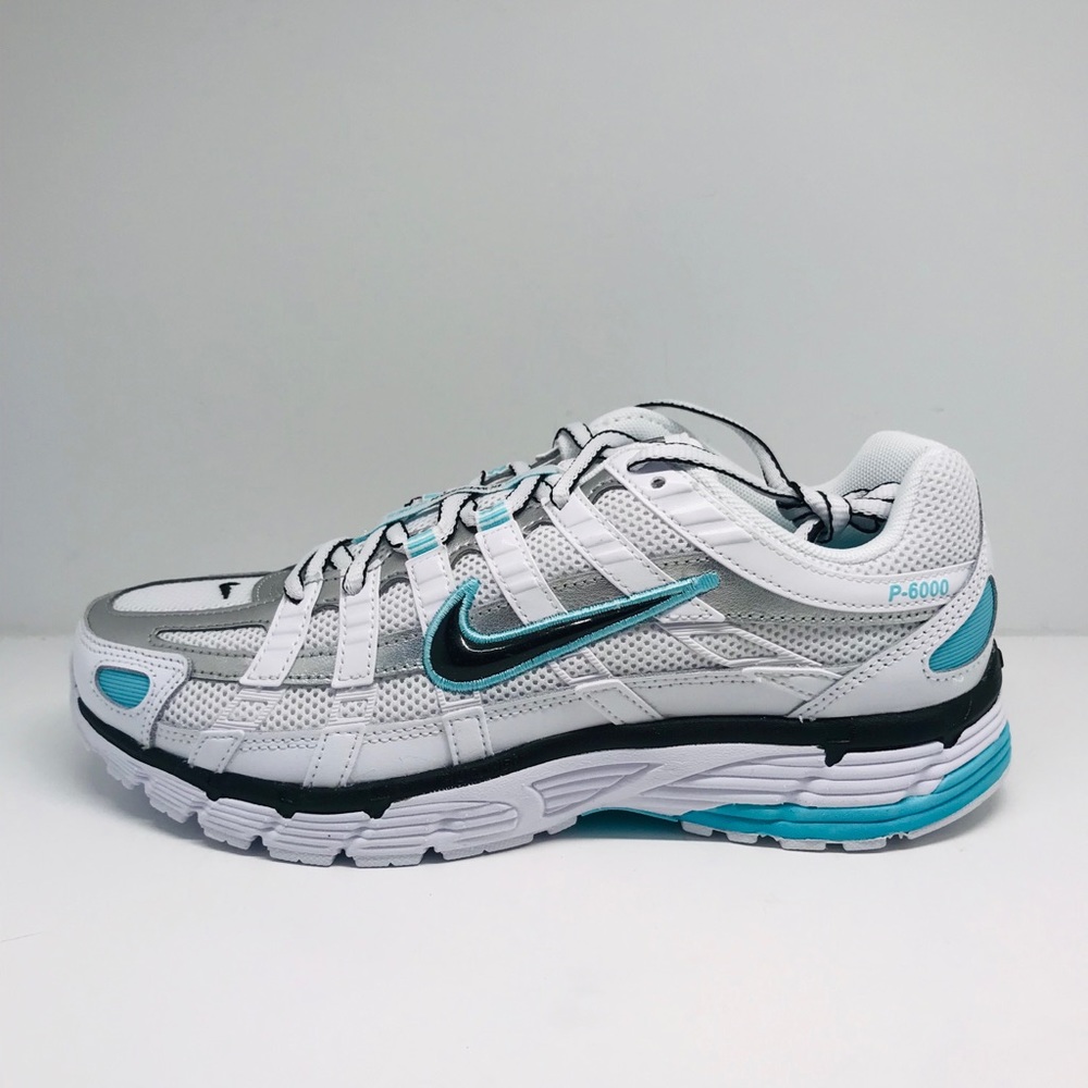 Nike P-6000 White/Black-Metallic/silver/Aqua Sz 8 - Picture 6 of 8